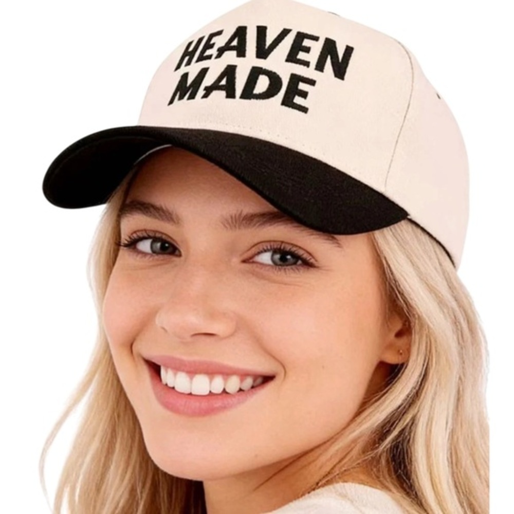 “Heaven Made" Two-Tone Trucker Hat with Embroidered Lettering